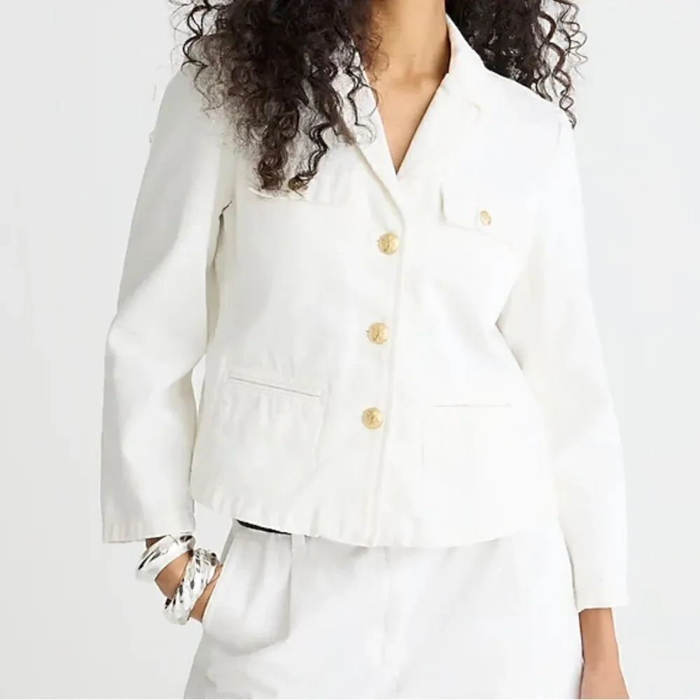 J.Crew Denim blazer-jacket in white NWT Size 18